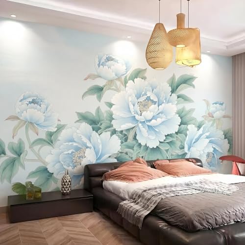 Blue Flower Cluster Realistic Style Landscape Mural Flower self-Adhesive - Image 2