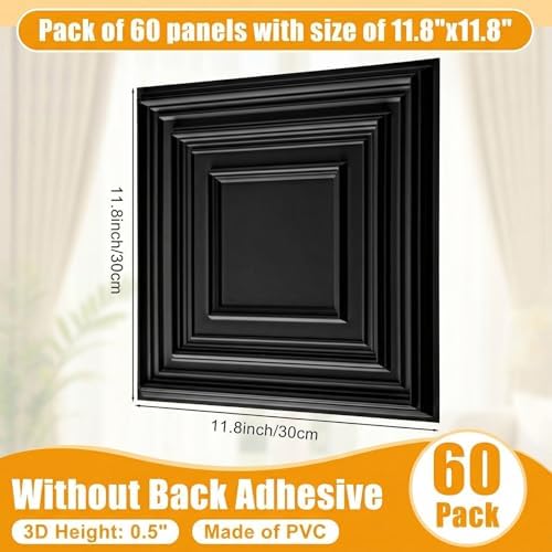 Nuanchu 60 Pcs Drop Ceiling Tiles 12x12 Inch, Glue up PVC Wall Panels - Image 2