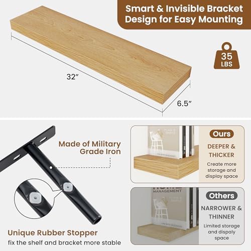 Floating Shelves for Wall, Wall Mounted Wood Shelves - Image 3