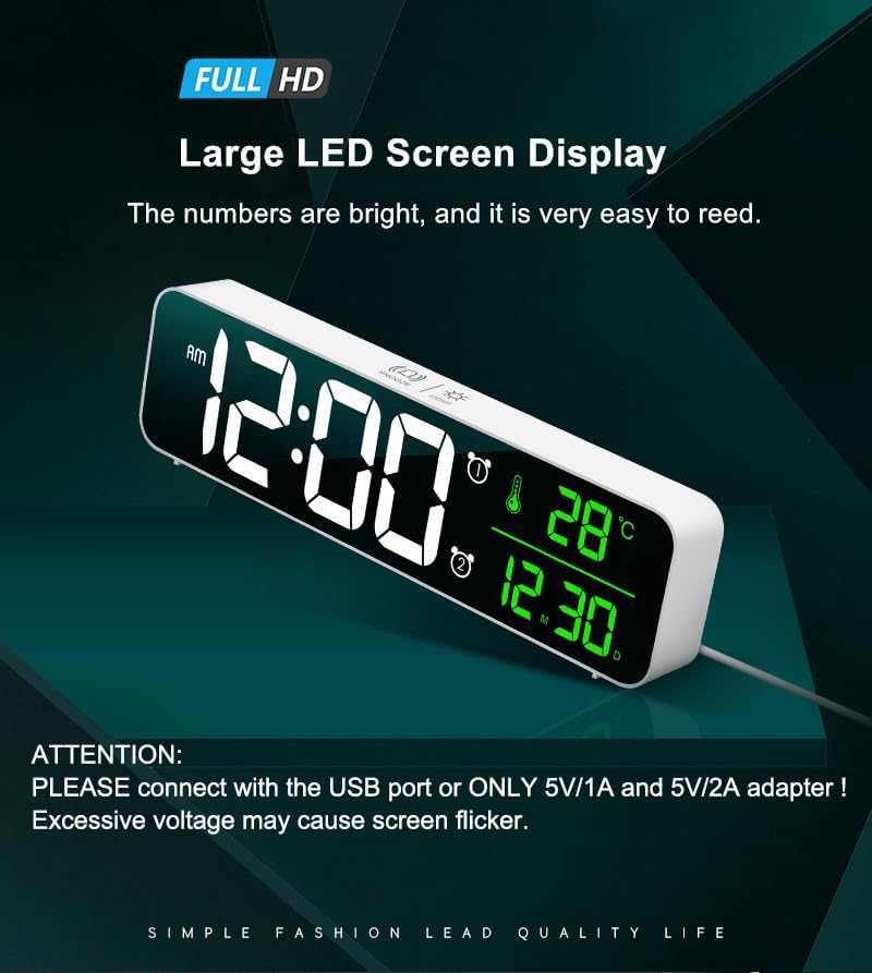 Digital Clock, Clock for Bedroom, Clocks for Living Room Decor, Desk Table Clock - Image 2