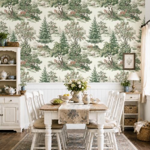 VaryStyle Tolie Woodland Wallpaper Peel and Stick Forest Tree/Deer/Floral - Image 2