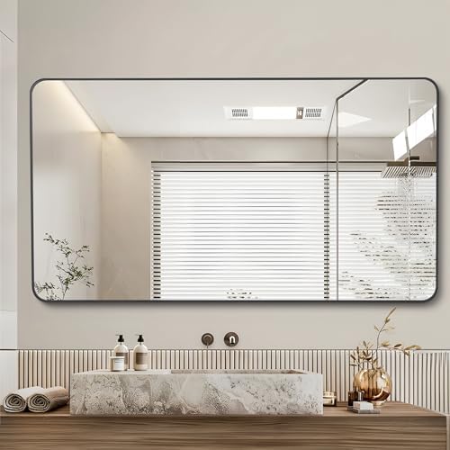 DESBING 36" x 48"Bathroom Mirror, Matte Black Wall Mirror - Image 2