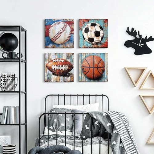 Sports Wall Decor Kids Playroom Art Soccer Basketball Football Baseball Pictures - Image 3