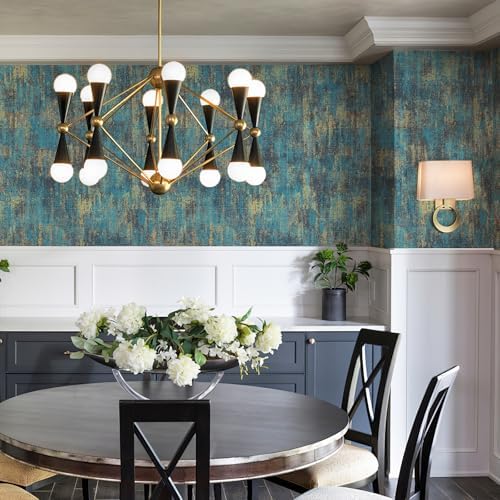 HueBurst 17.3"x 120" Blue Vintage Metallic Wallpaper Peel and Stick - Image 5