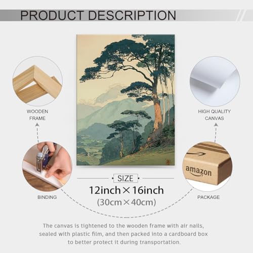 Japanese Forest Framed Wall Art Asian Tranquil Mountain Landscape Posters 12x16 - Image 2