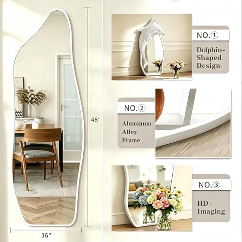 48"x16" Full Length Door Mirror, Dolphin Hanging Mirror - Image 5