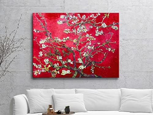 Wieco Art Extra Large Red Almond Blossom Tree Vincent Van Gogh Paintings - Image 2