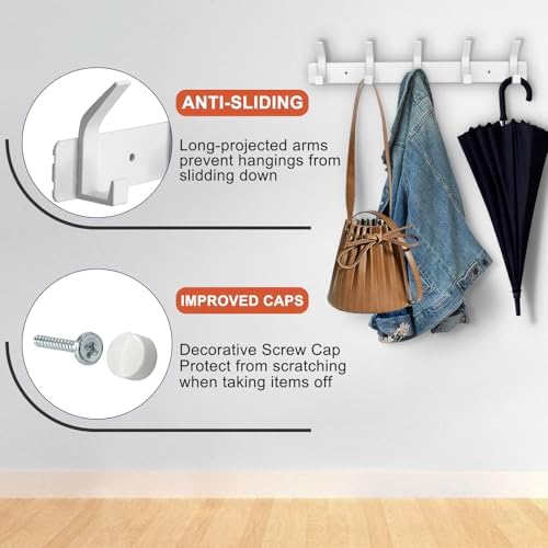 Coat Rack Wall Mounted, 5 Coat Hooks - Image 3