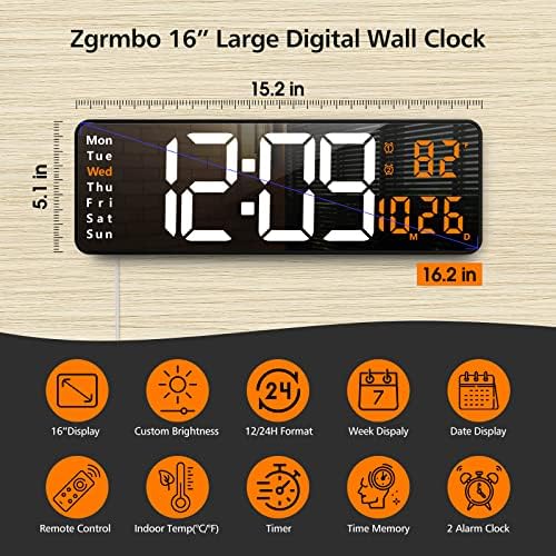 Zgrmbo 16" Large Digital Wall Clock - Image 2