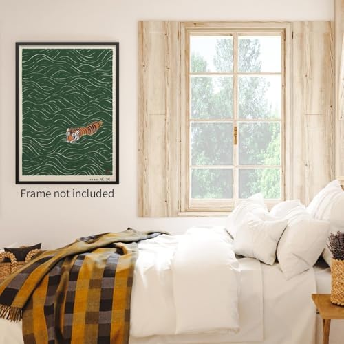 Vintage Japanese Tiger Swimming Prints Ukiyo-e Style Wall Art Retro Oriental - Image 6