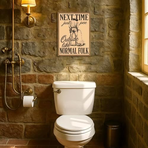 Funny Western Cowboy Bathroom Wall Art Vintage Next Time Pee Outside Like - Image 4