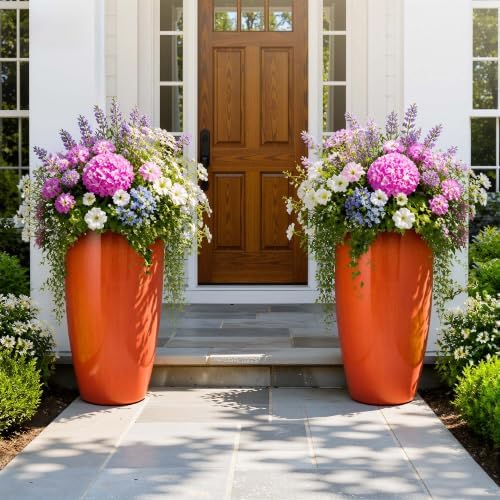 Autodaya 24" Faux Ceramic Large Planters - Image 7