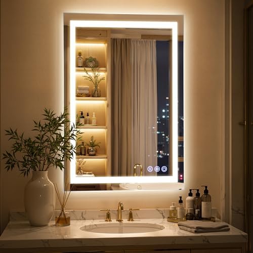 26"x38" LED Bathroom Mirror, 3 Colors, Adjustable Brightness by Unknown