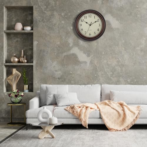 Retro Wall Clock, Battery Operated Silent Clock 12" Bronze - Image 5