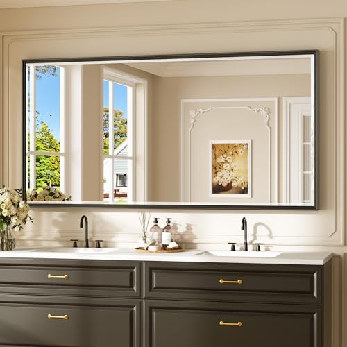 Keonjinn 72" x 36" Black Framed Bathroom Mirrors by Keonjinn