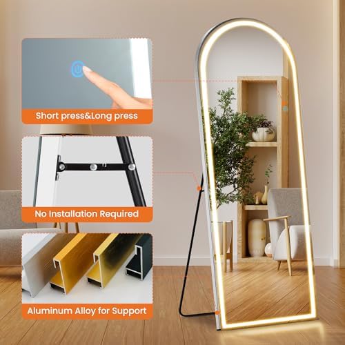 Sweetcrispy Arched LED Full Length Floor Mirror - Image 6