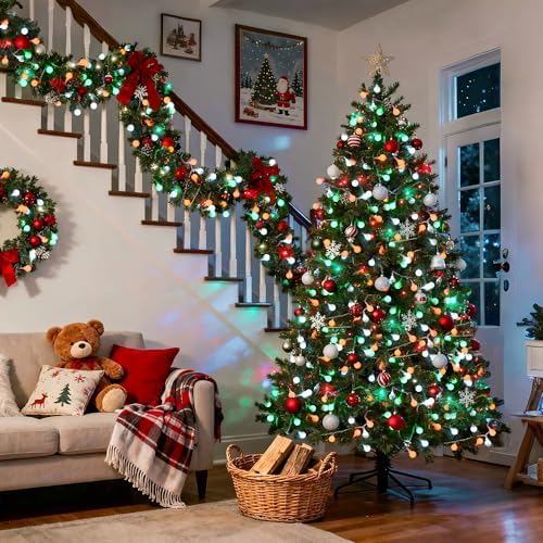 JMEXSUSS 33ft 100 LED Globe Red White and Green Christmas String Lights - Image 2