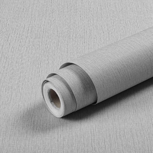 Livebor Grey Grasscloth Peel and Stick Wallpaper Textured Contact Paper by LiveborDirectWallpaper