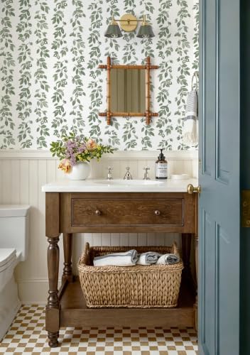 Heroad Green Wallpaper Vintage Peel and Stick Wallpaper Leaf Contact Paper - Image 4