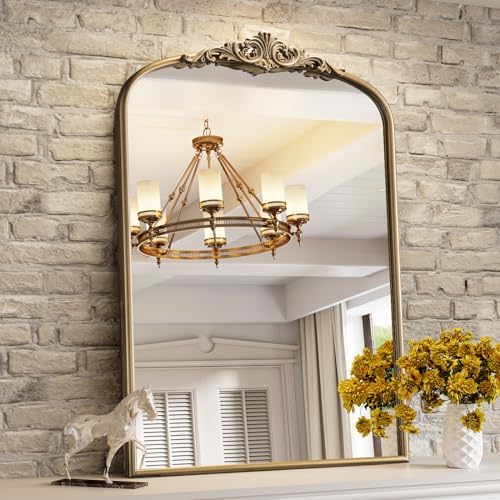 Vintage Gold Arched Wall Mirror - Image 2