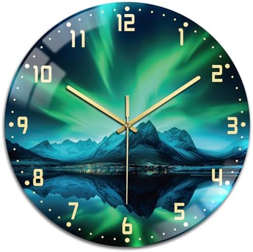 peacoblue Aurora Landscape Wall Clocks Battery Operated by PEACOBLUE