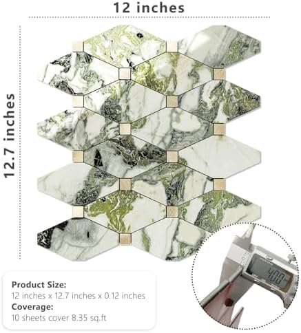 STICKGOO 10 Sheets Peel and Stick Backsplash, Polished Green Marble - Image 6