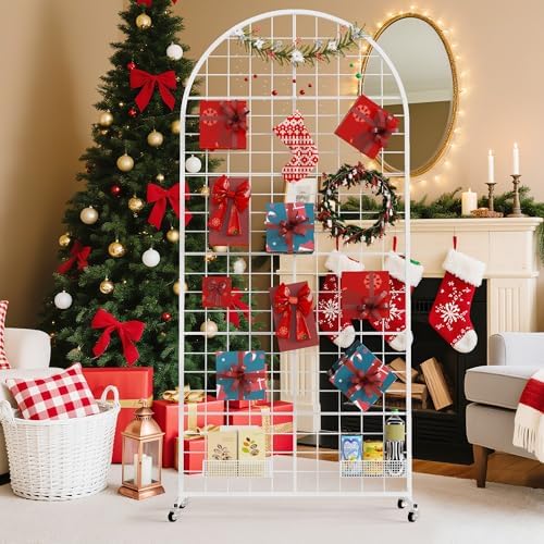 VGMiu Grid Wall Panel 2.6' x 5.8' FT Metal Grid Display Stand 1PCS White - Image 7