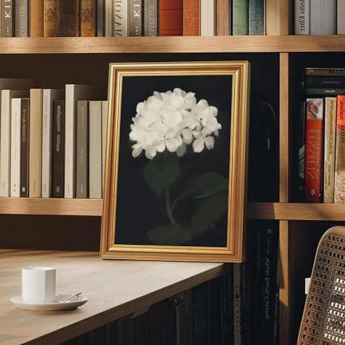 EJPFOGV White Hydrangea Framed Canvas wall art Black Background 12x16 inch - Image 5