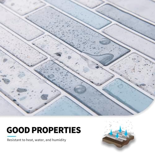 Art3d Peel and Stick Stone Wall Tile, 11.8 x 11.8 in, Light Blue - Image 5