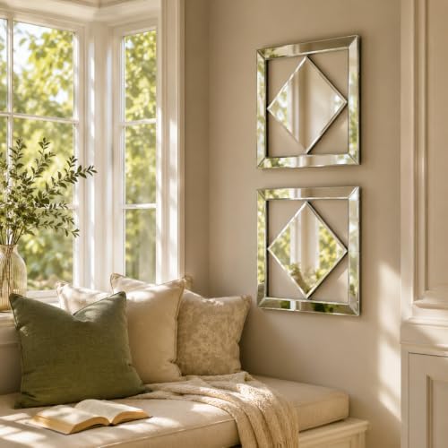 Square Decorative Wall Mirror 12 x 12 Inch, Modern Wall Mounted Accent Mirror - Image 3