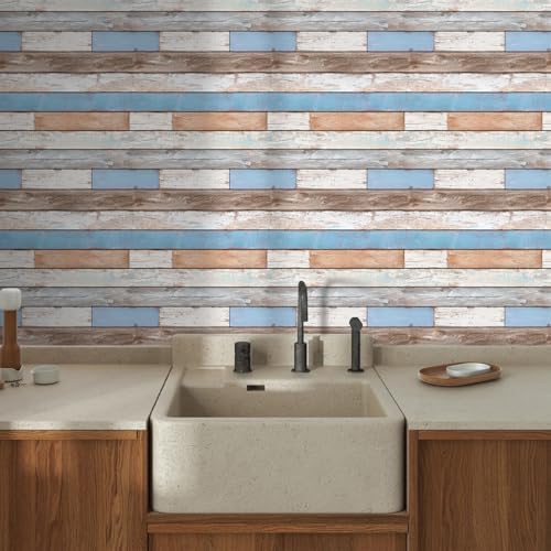 Commomy Faux Wood 3D Wall Sticker Peel and Stick Tiles 10 Pcs 11.8" x 11.8" - Image 2