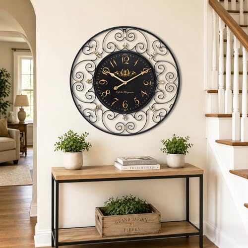 30 Inches Large Wall Clock, Farmhouse French Vintage Wall Clock, Silent Battery - Image 4