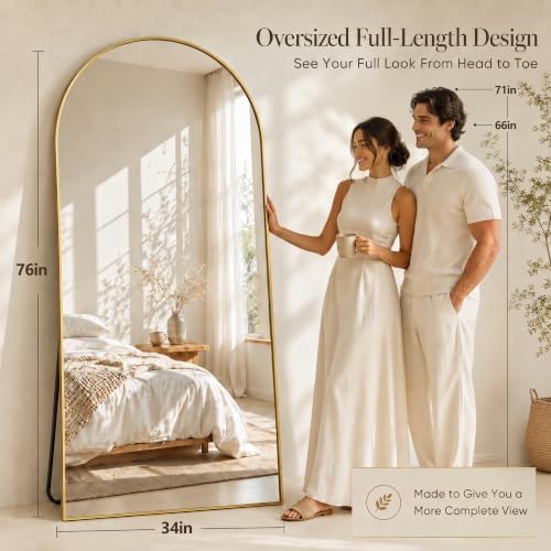 76"x34" Arched Full Length Mirror, Large Floor Mirror - Image 4