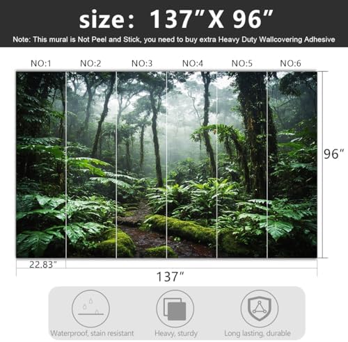 -Tropical Rainforest Forest Backdrop Large Fabric Living Room Wallpaper Green - Image 4