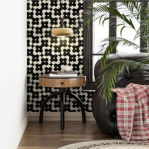 Ismoon Geometric Peel and Stick Wallpaper Boho Black and Beige Contact Paper - Image 2