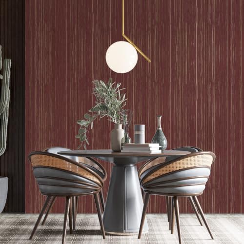 Grasscloth Peel and Stick Wallpaper Dark Red Textured Contact Paper - Image 6