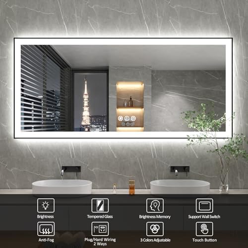 60x28 Inch LED Bathroom Mirror - Image 2