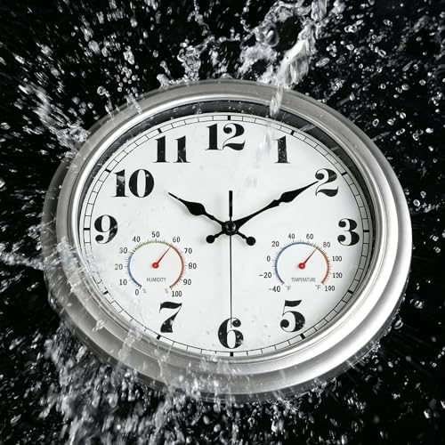 JENLYSTIME 13 Inch Outdoor Clock, Waterproof and Silent - Image 2