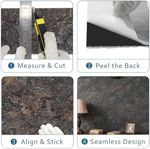40-Sheet Flexible Stone Peel and Stick Backsplash Tile, Subway Texture - Image 4
