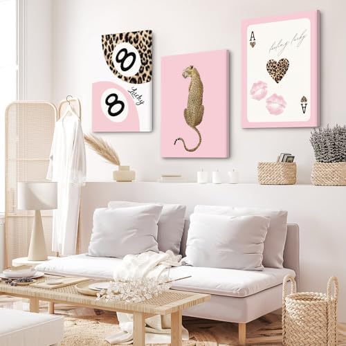 Cheetah Trendy Wall Art Preppy Leopard Canvas Print Cheetah Room Wall Decor 8 - Image 5