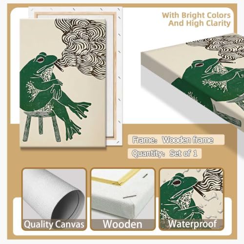 Wframed Smoking Frog Canvas Wall Art 16x20in - Image 2