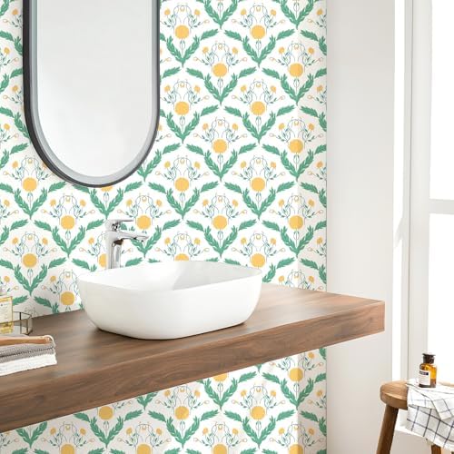 Vintage Floral Wallpaper Yellow, Botanical Removable Peel and Stick Wallpaper - Image 7