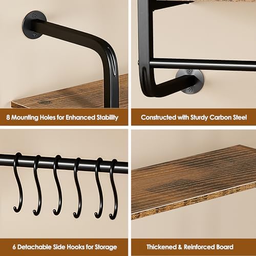 2 Tier Industrial Pipe Floating Shelf, 31.5" Kitchen Wall Shelves - Image 3