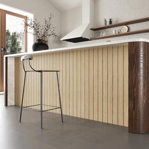VEELIKE 30''x118'' Large Roll Wood Slat Wall Panel Peel and Stick Light Oak - Image 7