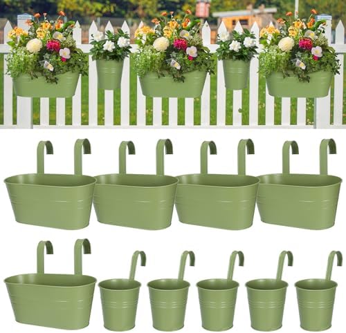 HowRU Metal Iron Flower Pots for Railing Fence Hanging Bucket Pots and Hanging by HowRU