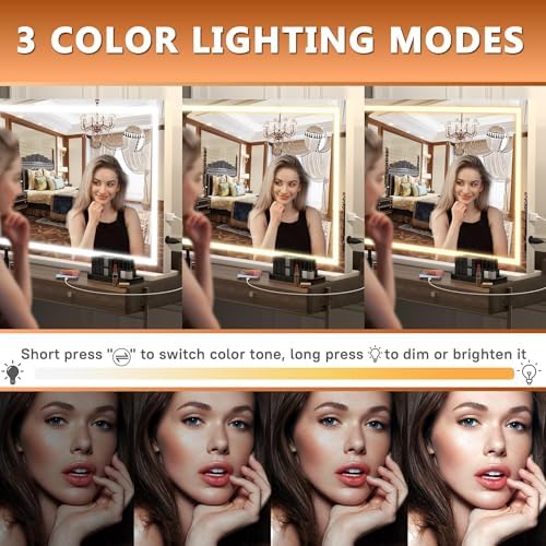 Hasipu Vanity Mirror with Lights, Lighted Makeup Mirror with Dimmable 3 Modes - Image 3