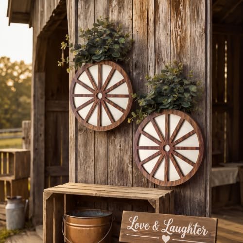 Novabright 2 Pack Wagon Wheel Vase Rustic Wooden Western Wall Decor - Image 6