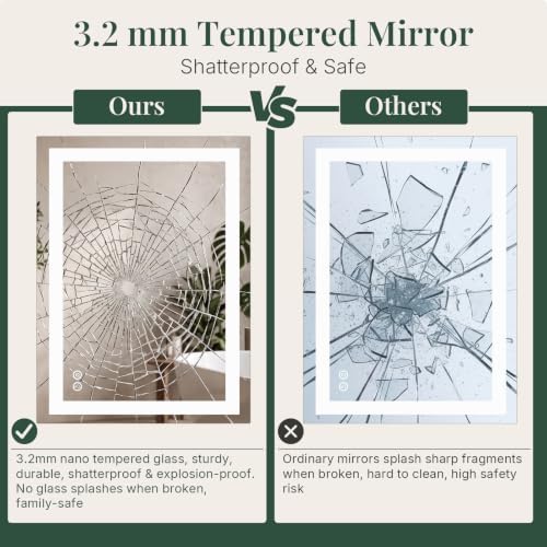 LED Bathroom Mirror with Lights, 48x36 Inch Wall Vanity Mirror - Image 6
