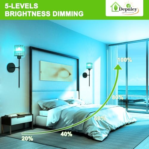 Depuley Wall Sconces Battery Operated: Set of 2 Wireless Crystal Wall Lights - Image 5