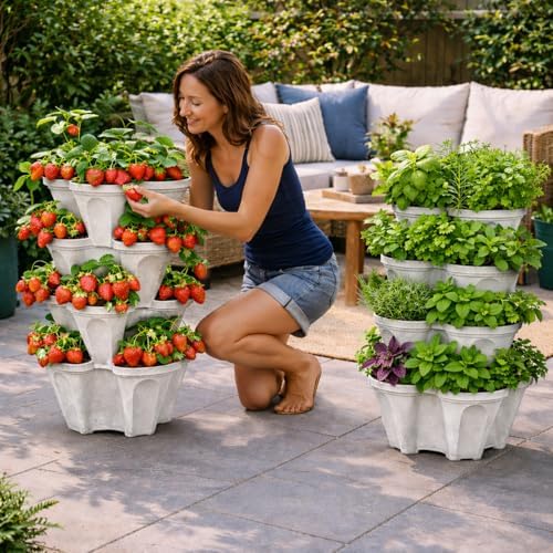 Vertical Garden Planter 4 Tier Stackable System 16 Plants, Space Saving Herb - Image 2